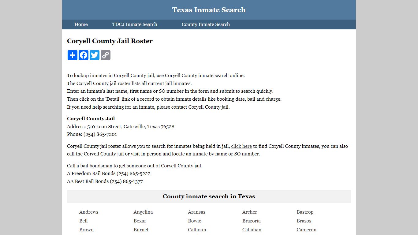Coryell County Jail Roster